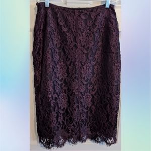 Harold's Dark Purple Lace Midi Skirt Size 8